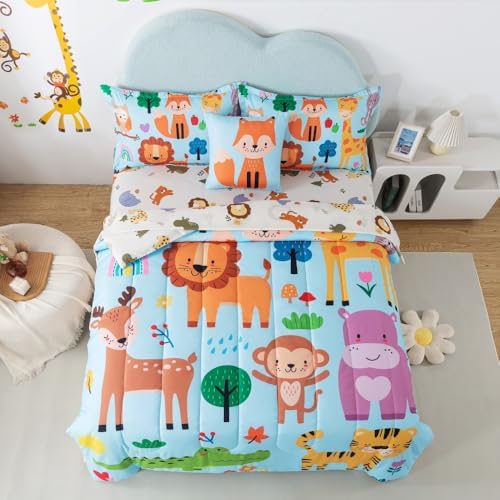 lishjekee Kids Animal Comforter Set Twin 6 Pieces 1