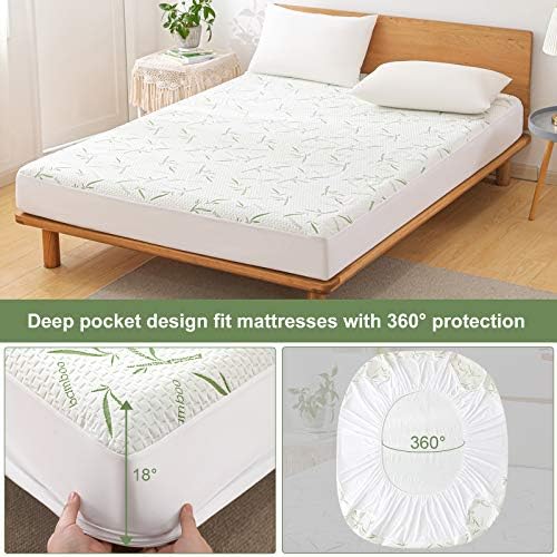 Cooling Bamboo Rayon Mattress Protector Twin Size 39x75 Waterproof Noiseless