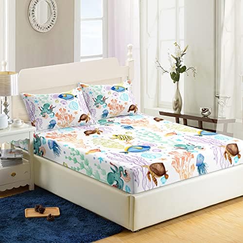 Sea Turtle Fitted Sheet with 2 Pillowcases