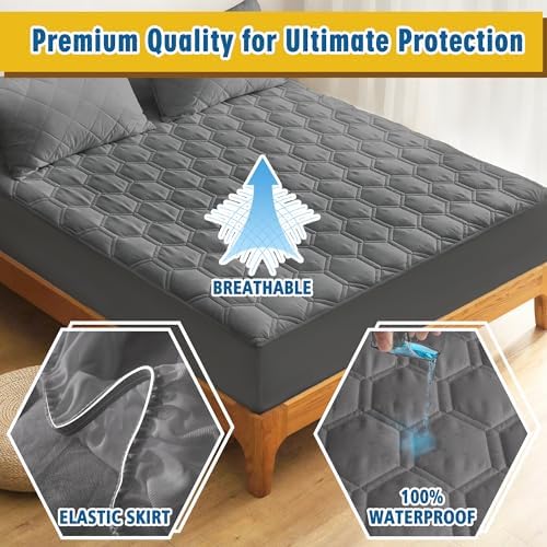 Lunsing Queen Mattress Protector - Waterproof Breathable Soft Cover