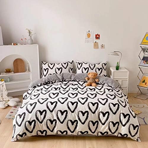 Houseri Love Heart Shaped Duvet Cover Queen Set
