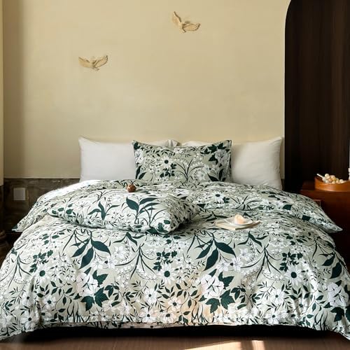 Helthep Green Floral Twin XL Duvet Cover Set 1
