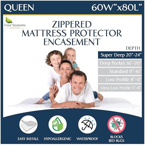 Queen Size Deep Mattress Encasement with Zipper