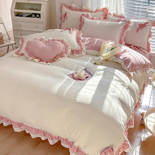 nstvifu Girls Romantic Bow Duvet Cover Set