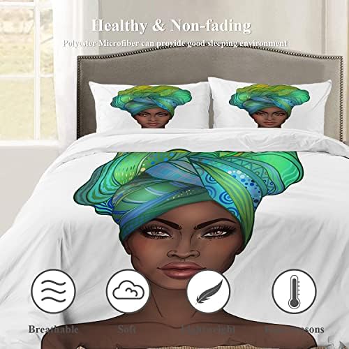 Shrahala African American Girl Duvet Cover Set Twin Size 3 Pieces