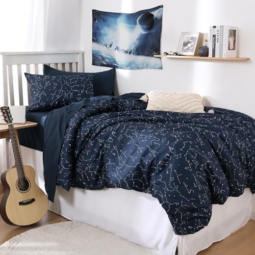 Wake In Cloud Constellation Duvet Cover Set Navy Blue TwinTwin XL