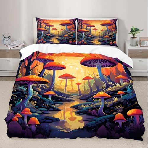 Mushroom Wonderland Duvet Cover Set for Kids and Adults