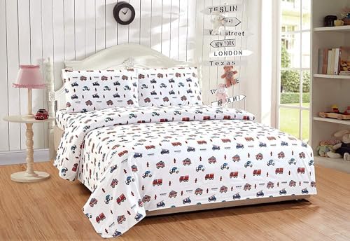 Kids Fire Fighter Comforter Set with Shams and Sheet