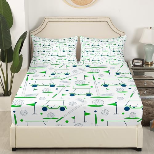 Feelyou Kids Golf Sheet Set 4Pcs Full Size Green White