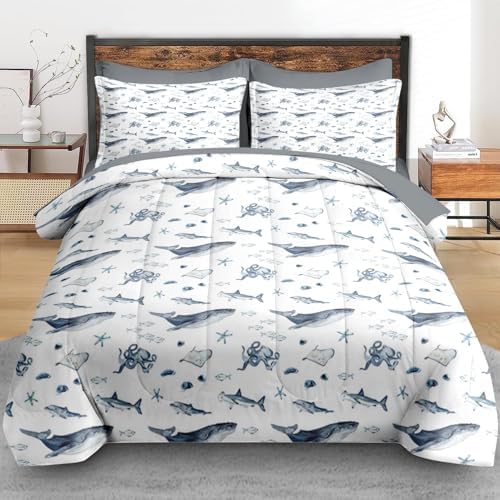 Pamnest Comforter Set Twin Size 5 Pcs Underwater Theme Bedding