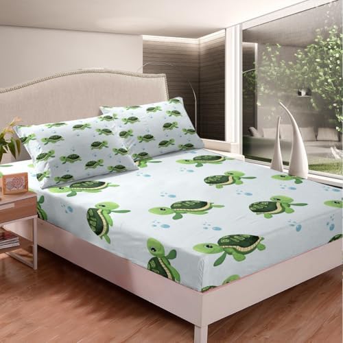 Green Sea Turtle Bedding Set for Kids Twin Size