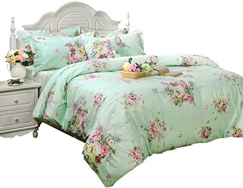 FADFAY 7Pcs Twin Size Cotton Duvet Cover Set with Pillowcases