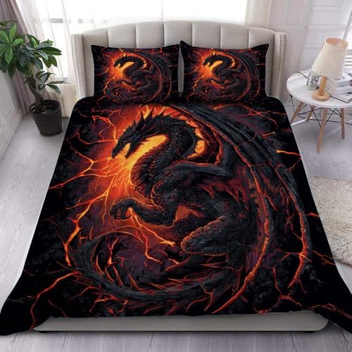 PREAUREUM Dragon Duvet Cover Set Twin Size 1