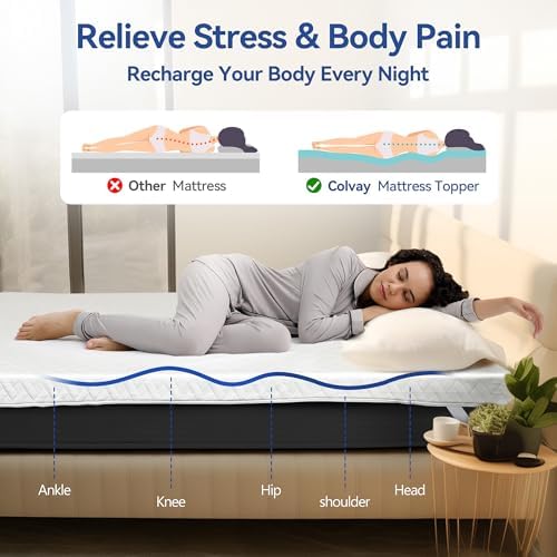 Colvay 3 Inch Gel Memory Foam Mattress Topper Queen Size