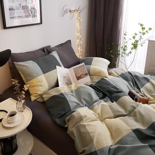 VM VOUGEMARKET 3-Piece Plaid Duvet Cover Set