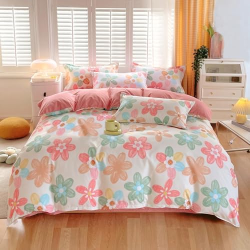 ARIGHTEX Pink Duvet Cover Set with Flowers 3 Piece Twin Size