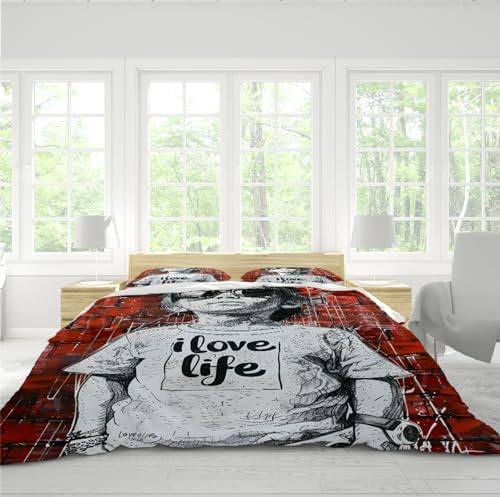 HOBBOY Street Graffiti Duvet Cover Set 3pc for Kids Bedroom