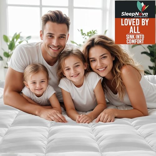 SLEEPNOVA Queen Mattress Topper 100 Cotton Breathable Cooling