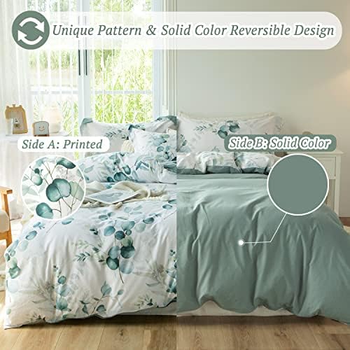 MILDLY Duvet Cover Leaf Pattern Queen Size 3 Pc Set
