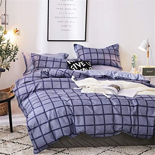 Homebed Grid Plaid Duvet Cover Set Queen