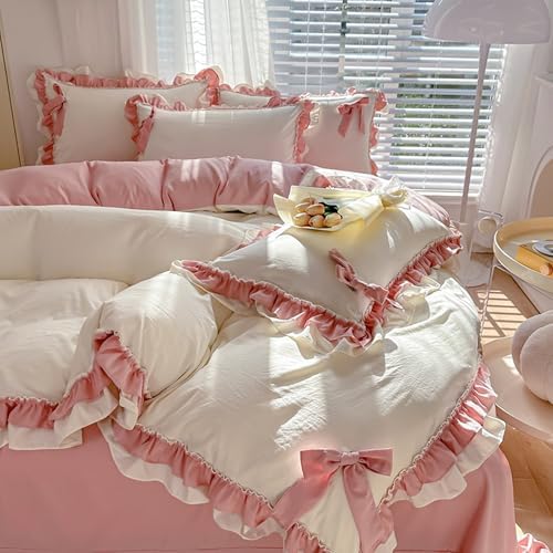 nstvifu Girls Romantic Bow Duvet Cover Set