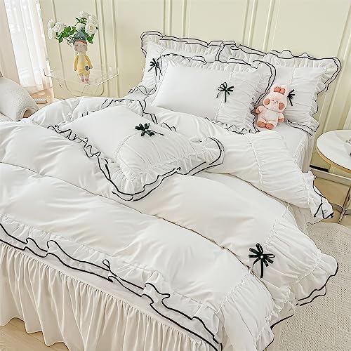 IHOUSTRIY Twin Duvet Cover Set with Bowtie and Zipper 1
