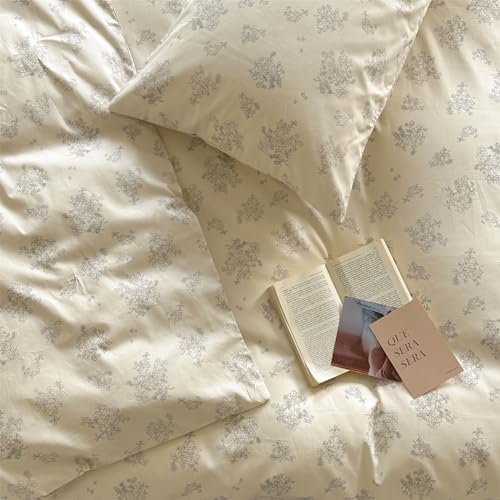 White Floral Twin Duvet Cover Set with Pillow Cases 1