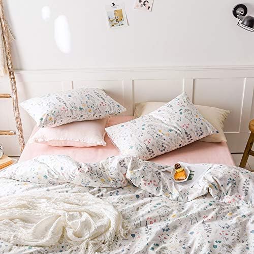 AMWAN Garden Floral Duvet Cover Set King Size 1
