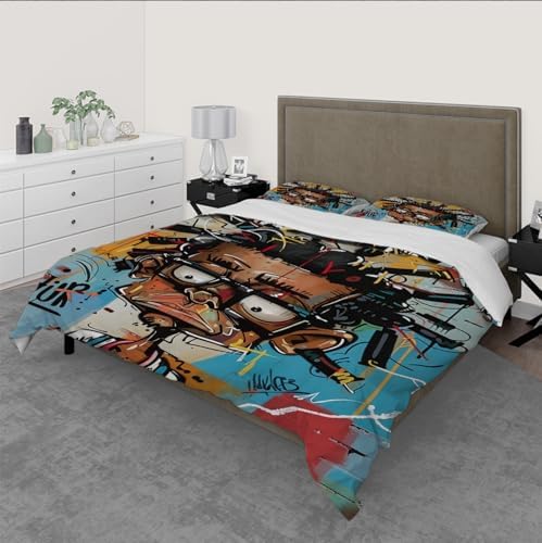 MUKULING Street Art Duvet Cover Set 3 Pieces with 2 Pillowcases Twin XL