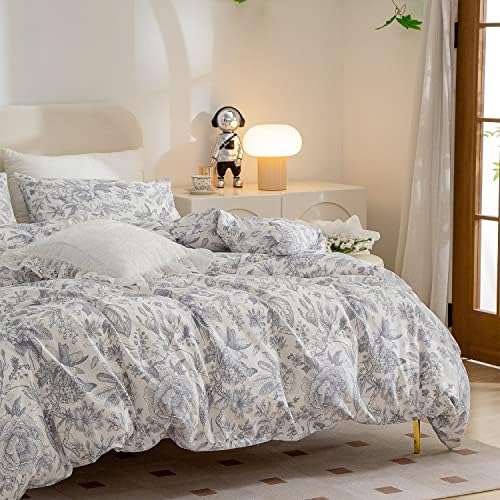 CottonLife King Size Duvet Cover Set with Flower Pattern