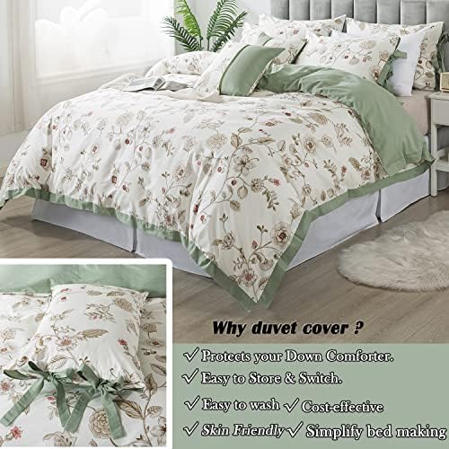 FADFAY Floral Duvet Cover Set 3PCS Shabby Chic