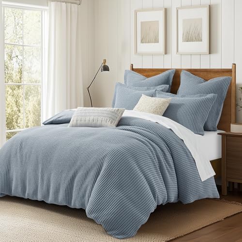 Levtex Home - Mills Waffle Slate Blue Duvet Cover Set Twin