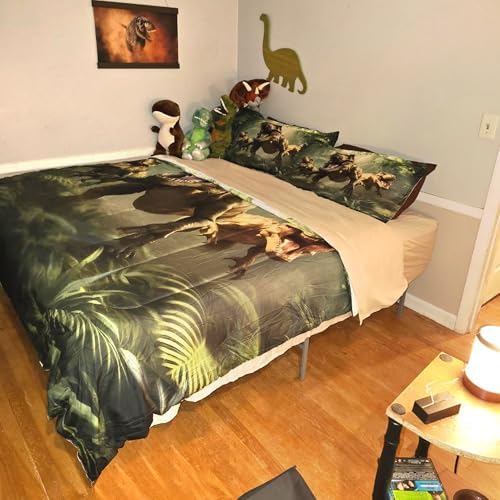 VTKON Kids King Dinosaur Comforter Set 3 Pieces