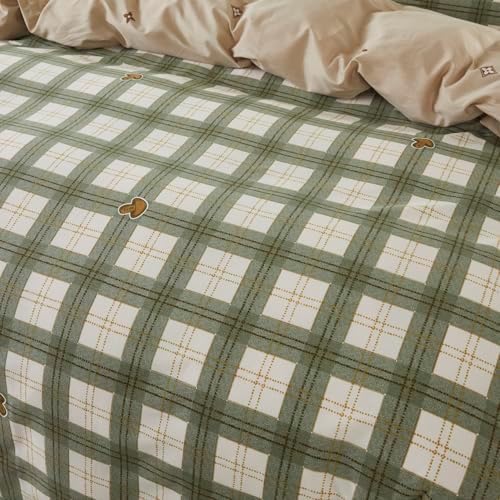 Lemfux Cotton Sage Green Gingham Duvet Cover Set Full Size