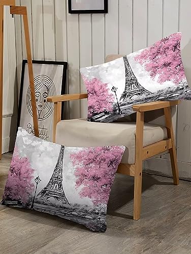 Kxry Pink Paris Comforter Set Queen Size