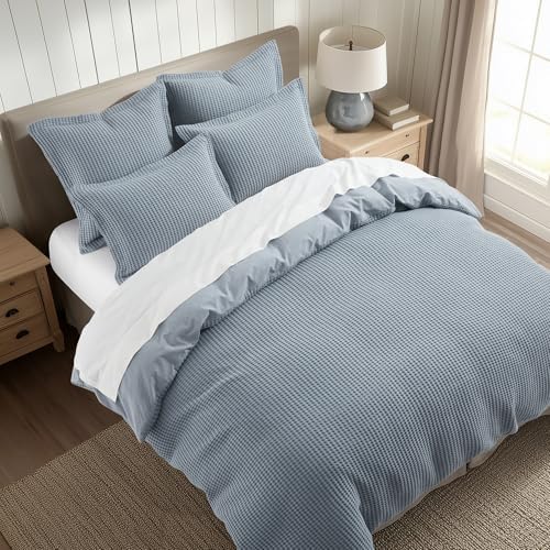 Levtex Home - Mills Waffle Slate Blue Duvet Cover Set Twin
