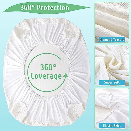Lunsing Waterproof Full Mattress Protector with 6-16 in Deep Pockets