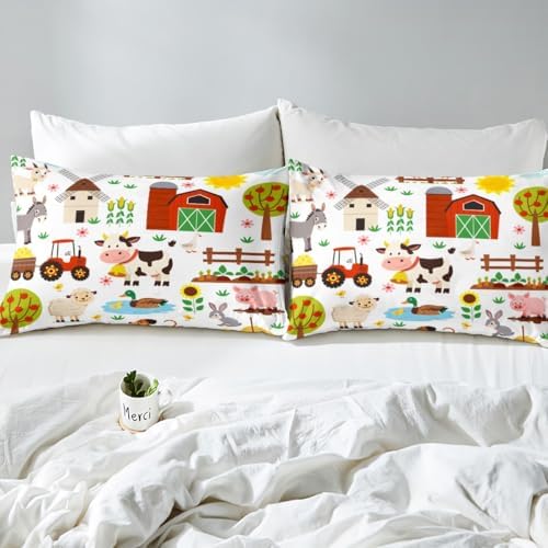 Feelyou Cartoon Tractor Duvet Cover Set Twin Size