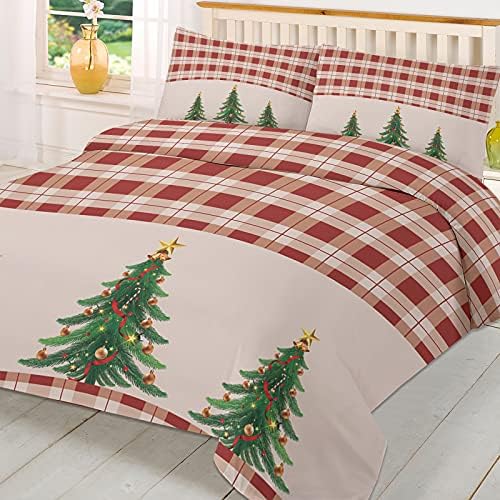 LooPoP Xmas Duvet Set California King Red Buffalo Plaid