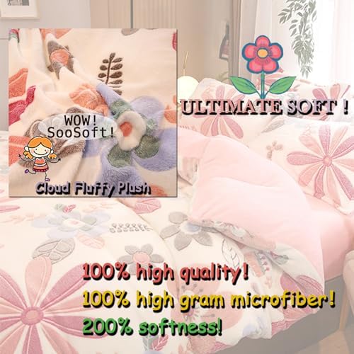MorroMorn Pink Floral Duvet Cover Set for Girls