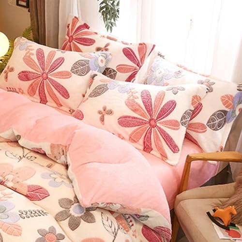 MorroMorn Pink Floral Duvet Cover Set for Girls
