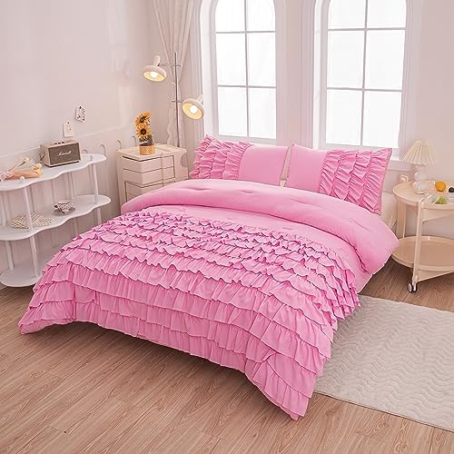 Pink Comforter Set Twin 5 Pcs Girls Bed in a Bag