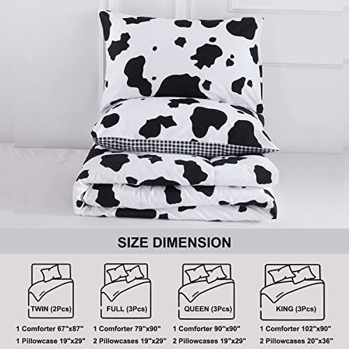 PERFEMET Cow Print Comforter Set Full Size 3-Piece