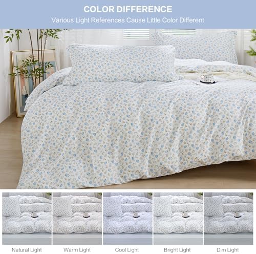 SAPHREAS Floral Duvet Cover Set Twin 2pcs with Zipper