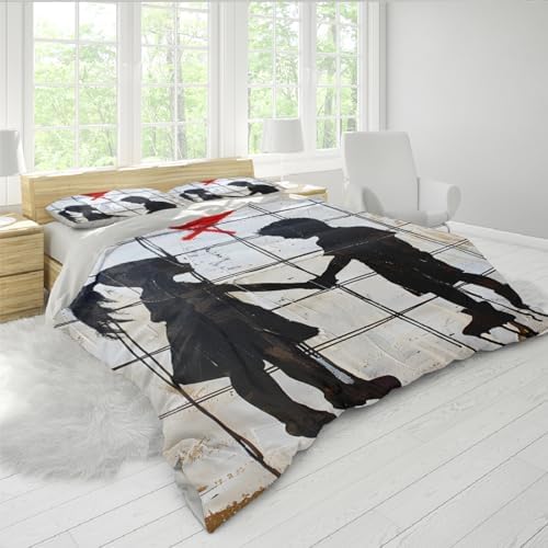 HOBBOY Geometric Hand Holding Duvet Cover Set 3pc Twin XL Microfiber