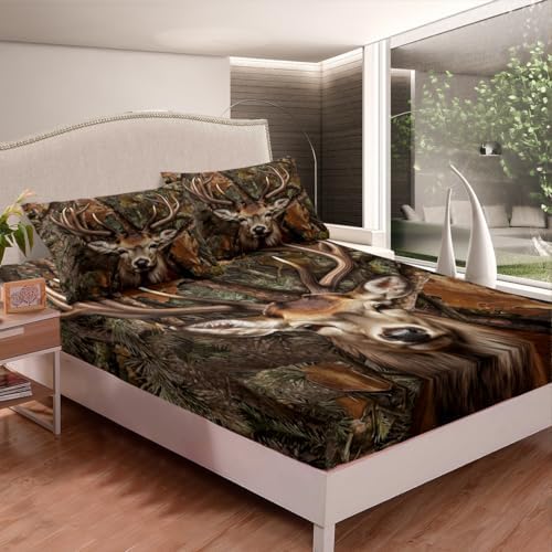 Camo Deer Kids Full Size Sheet Set 4PCS