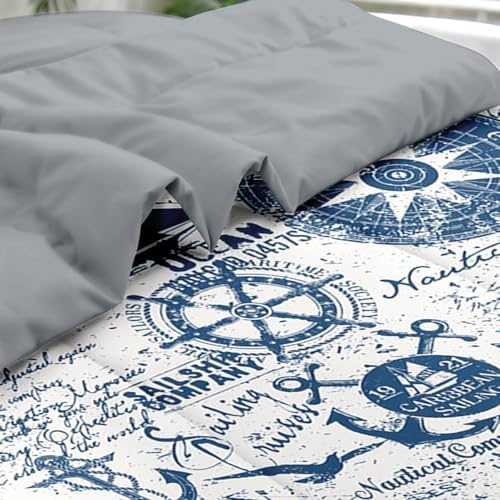 Pamnest Queen Comforter Set with Nautical Anchor Design