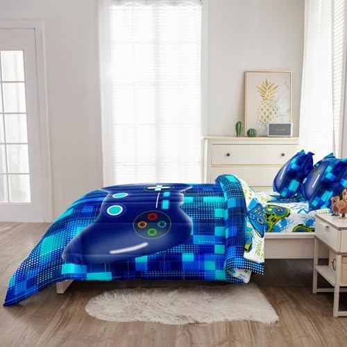 Leaflin Twin Gaming Bed in a Bag 5 Piece Set