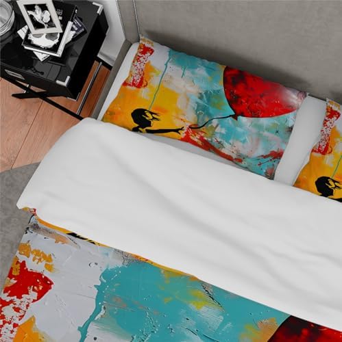 HOBBOY Modern Graffiti Duvet Cover Set with Zipper 3pc