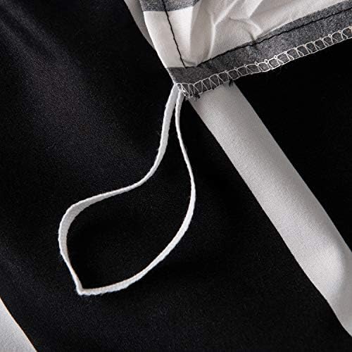 HSKIKWN Black White Striped Duvet Cover Set King 3PCS